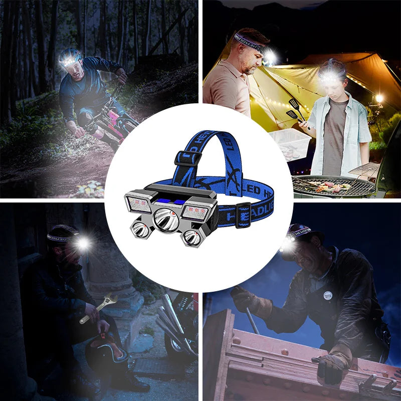 USB Rechargeable 5 LED Headlamp – Portable Work & Outdoor Head Torch