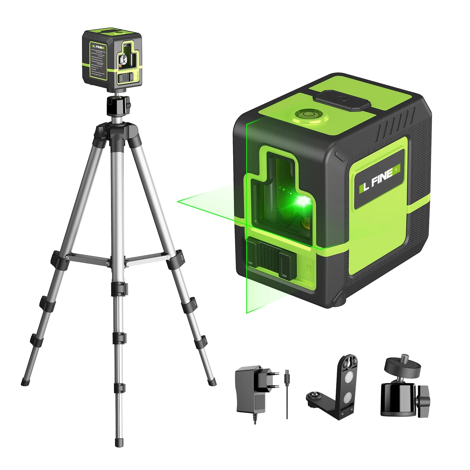 Lfine 360° Self-Levelling Green Laser Level – 2-Line Cross Laser