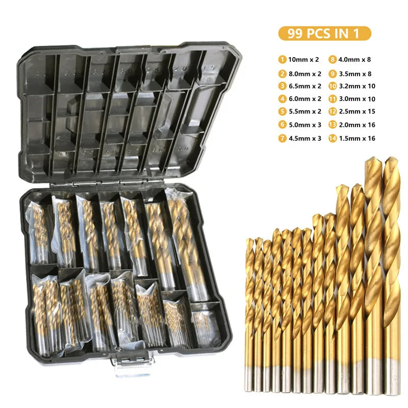 Titanium Coated HSS Drill Bit Set